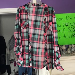 Pink,Black and Blue Flannel